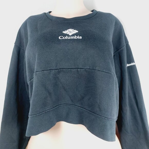 Columbia Women's Black Trek Colorblock Crew Neck Pullover Cropped Sweatshirt XL - Picture 2 of 14